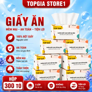 Giấy ăn rút để bàn Top Gia, Giấy Đa Sắc Cao Cấp 4 Lớp Dập Vân Dày Dặn Thấm Hút Tốt Topgia Store 1