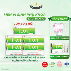 5 hộp viên uống Men vi sinh vùng kín Lavi Biotic tặng 1 hộp men + 4 đũa thần phụ khoa inner felix