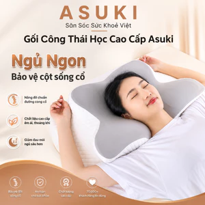 Gối công thái học Asuki thế hệ thứ 2 - Chống đau cổ vai gáy, chống ngủ ngáy, hỗ trợ ngủ nhanh