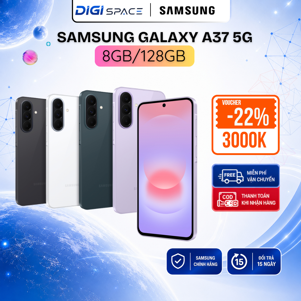 Điện Thoại Samsung Galaxy A37 5G (8GB | 128GB), Pin 5000 mAh, NFC – Hàng Chính Hãng