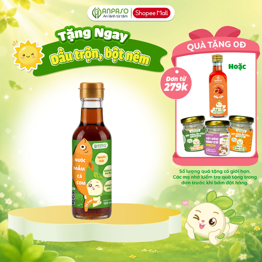 Nước Mắm Ăn Dặm Cho Bé Anpaso 120ml - Nước mắm nguyên chất 40 độ Đạm
