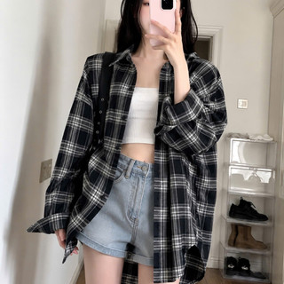 Áo Sơ Mi Caro Bigsize Nữ Tay Dài Form Rộng Basic Sành Điệu Cho Chubby 50-95kg SM182
