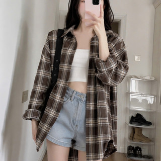 Áo Sơ Mi Caro Bigsize Nữ Tay Dài Form Rộng Basic Sành Điệu Cho Chubby 50-95kg SM182