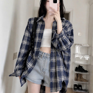 Áo Sơ Mi Caro Bigsize Nữ Tay Dài Form Rộng Basic Sành Điệu Cho Chubby 50-95kg SM182