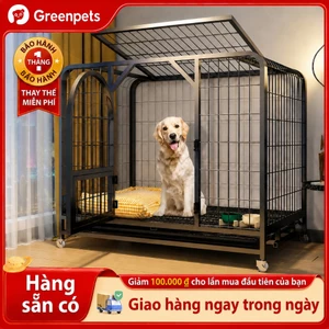 Lồng Chó Nan Ống Mạ Kẽm Chống Ẩm Mùa Mưa Thoáng Khí Có Bánh Xe Tặng Khay