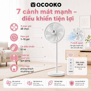 [Chính Hãng] Quạt cây đứng 7 cánh Xiaomi Qcooko có điều khiển từ xa, quay 120 độ siêu mát, hoạt động êm ái