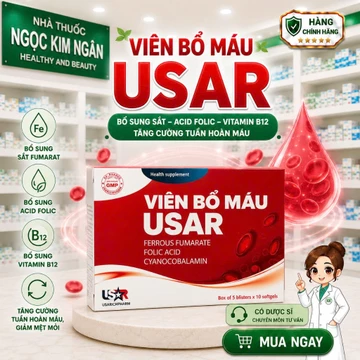 Viên bổ máu USAR – Bổ sung sắt, acid folic, vitamin B12 - Hộp 50 viên nang mềm