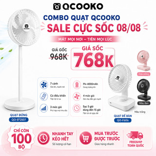 [Chính Hãng] Quạt cây đứng 7 cánh Xiaomi Qcooko có điều khiển từ xa, quay 120 độ siêu mát, hoạt động êm ái