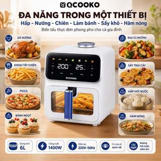 Nồi chiên hơi nước MI QCOOKO AM-002A dung tích 6L. công suất 1400W, nước đồ ăn mềm mọng, không bị khô
