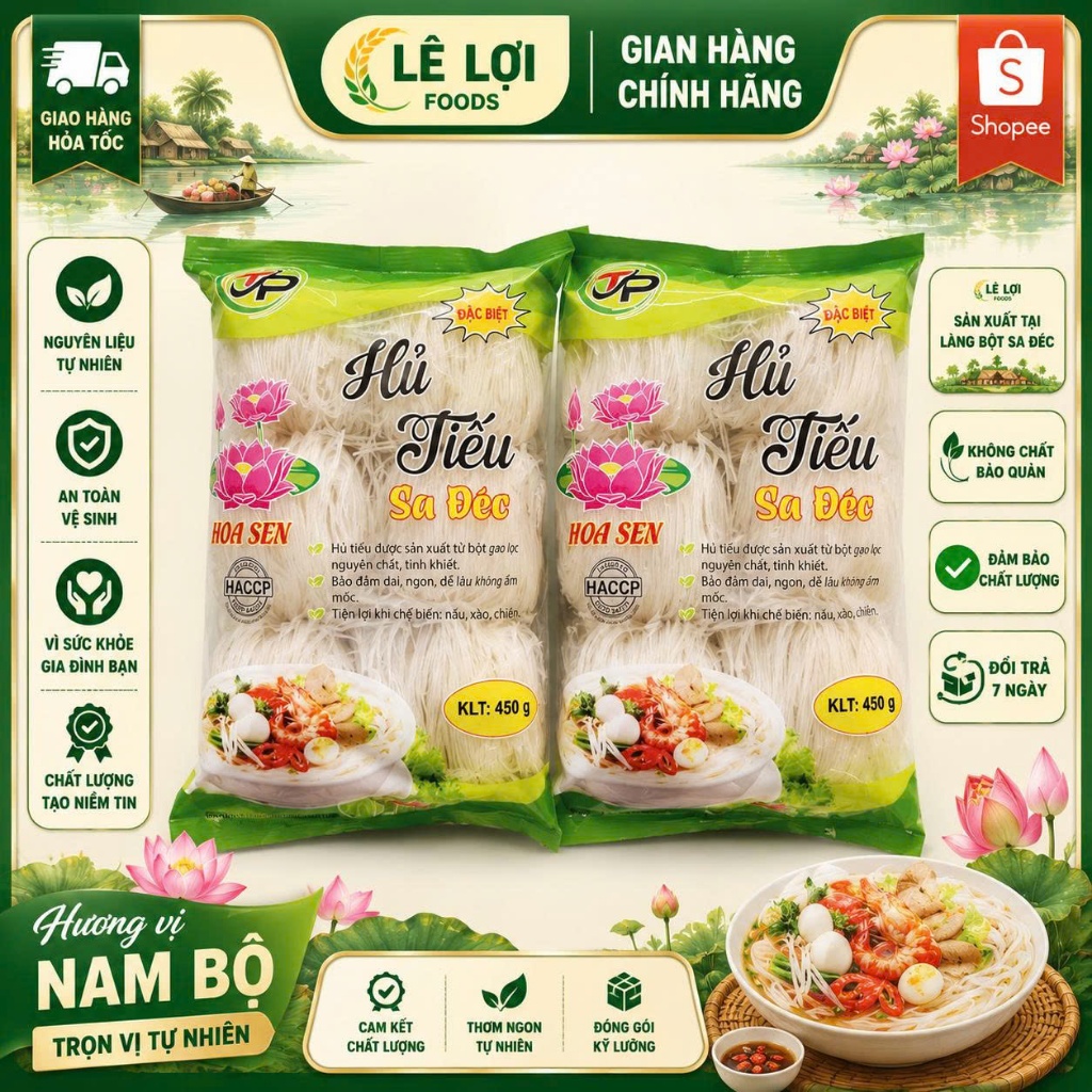 Hủ Tiếu Khô Sa Đéc 450G Bao Bì Mới