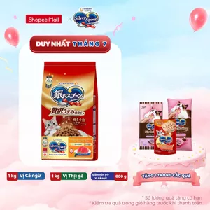 Thức ăn hạt giảm nôn trớ - hỗ trợ ăn ngon cho mèo mọi lứa tuổi từ Nhật Bản Silver Spoon - vị cá/gà - 800g/1kg