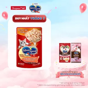 Combo 4 Thức ăn ướt cho mèo Silver Spoon dạng sốt/dạng thạch 60g/gói (nhiều vị)