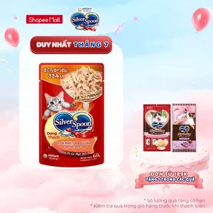 Combo 8 Thức ăn ướt cho mèo Silver Spoon dạng sốt/dạng thạch 60g/gói (nhiều vị)