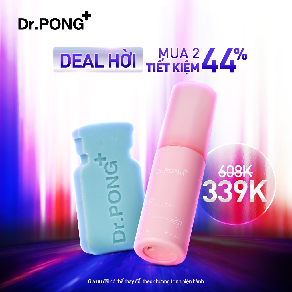 Xịt khử mùi trắng da, mờ thâm Dr.PONG 28D Whitening Drone Deodorant Spray 100ml