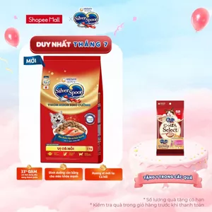Combo 2 Thức ăn hạt cho mèo trong nhà Silver Spoon - Vị thịt gà & thịt cừu / Cá Hồi 1kg
