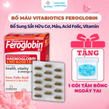 Viên Uống Bổ Máu Vitabiotics Feroglobin B12 Bổ Sung Sắt Hữu Cơ, Máu, Acid Folic, Vitamin ( 30 Viên)