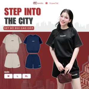Set Bộ Đùi Cộc ECOCHIC B224 Áo Cổ Tròn Basic Quần Ngắn Cạp Chun Chất Liệu Cotton Hàn Cao Cấp Mềm Mịn