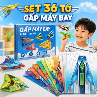 Đồ Chơi Set 36 Tờ Gấp Máy Bay - Giấy Origami Cho Bé Sáng Tạo Với 12 Kiểu Khác Nhau, Họa Tiết Siêu Đẹp Cho Trẻ