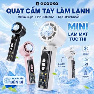 [SALE SỐC]Quạt cầm tay mini QO-HF199- 199 cấp độ gió, cực kỳ mát mẻ,pin khủng 3000maH, nhỏ gọn tiện lợi