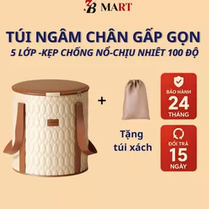 Túi ngâm chân gấp gọn 3BMART B5 chịu nhiệt 100℃, cấu tạo 5 lớp kèm nẹp chống đổ