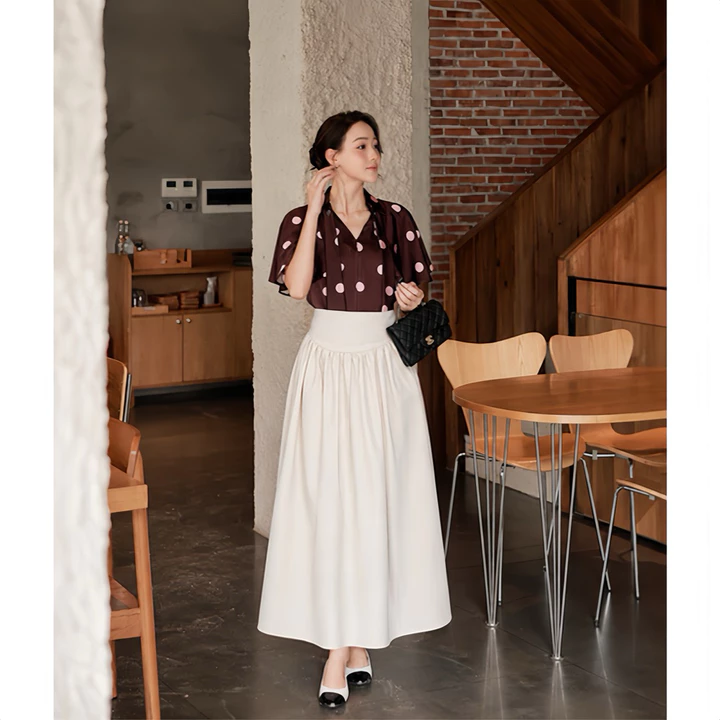 Chân váy nhún bản eo to NhunFashion chân váy dài linen thiết kế bản cạp khóa bồng xòe che khuyết điểm thanh lịch N152 – 4