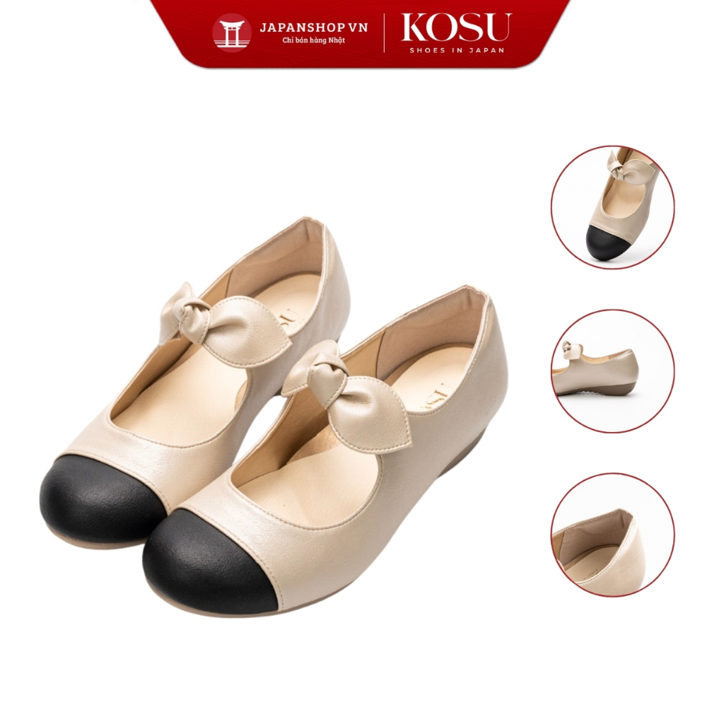 Giày da phối nơ Ami 2,5cm Kosu K-25M30, giày da nhẹ, êm chính hãng Nhật Bản