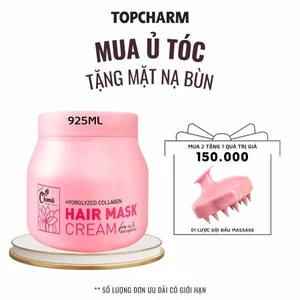 Kem ủ tóc collagen phục hồi tóc hư tổn CHAMIS siêu bóng mượt hương sen thơm mát 925ml - TOPCHARM