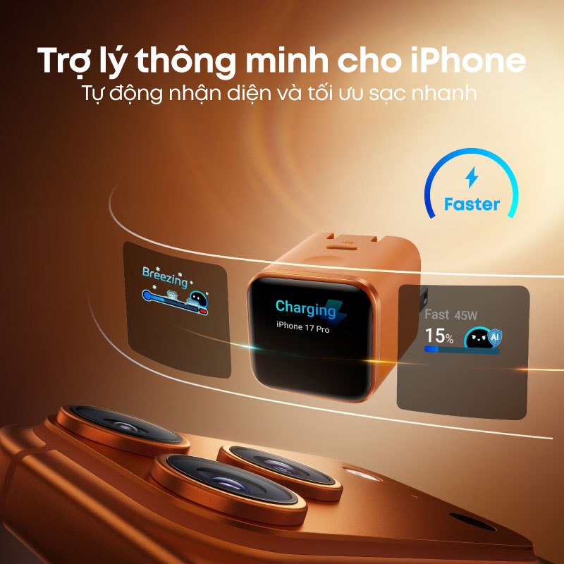 Củ Sạc Anker Nano 1C 45W | Màn Hình LED | Chân gập 180° | Sạc iPhone 15/16/17, Samsung, iPad - A121D | BH 18 tháng | BigBuy360 - bigbuy360.vn