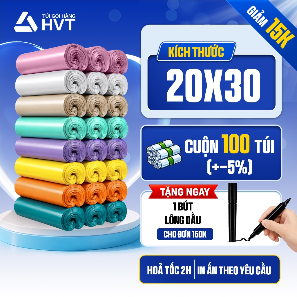 [100 Túi] Túi Gói Hàng Size 20x30cm, Túi Niêm Phong Tự Dính Nhựa HVT