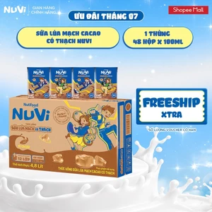 Combo 2 Thùng 48 Hộp Thức Uống Sữa Lúa Mạch Cacao Có Thạch NuVi 100ml