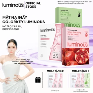 Mặt Nạ COLORKEY LUMINOUS | Vitamin B5/ Vitamin B3/ Trà xanh/ PDRN| Hỗ trợ dưỡng ẩm, sáng da, giảm dầu mụn| 10 miếng/Hộp