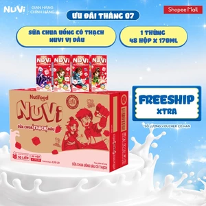 Thùng 48 Hộp Sữa Chua Uống Có Thạch NuVi Vị Dâu 170ml