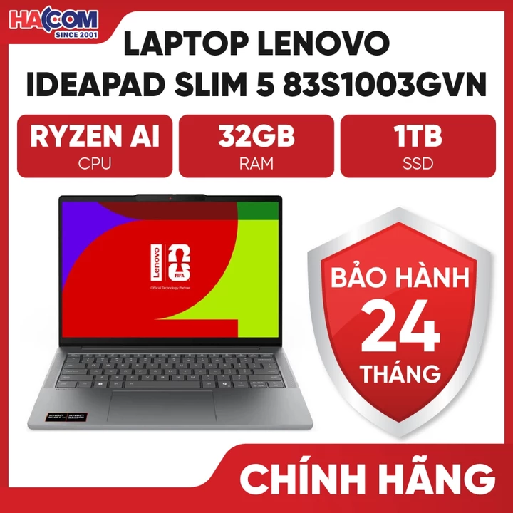 Laptop Lenovo IdeaPad Slim 5 Oled 14AGP11 83S1003GVN (AI 7 445/32GB RAM/1TB SSD/14 Oled WUXGA/Win11/Xám) HACOM PC-BH24TH