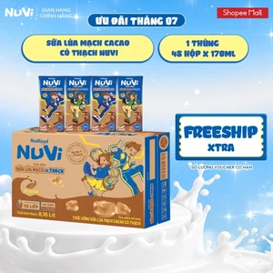 Thùng 48 Hộp Thức Uống Sữa Lúa Mạch Cacao Có Thạch NuVi 170ml