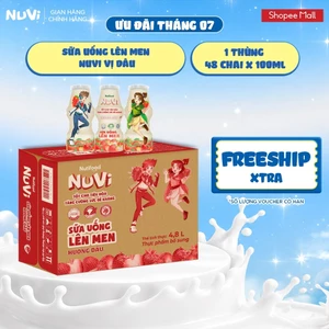 Thùng 48 Chai Sữa Uống Lên Men NuVi Vị Dâu 100ml