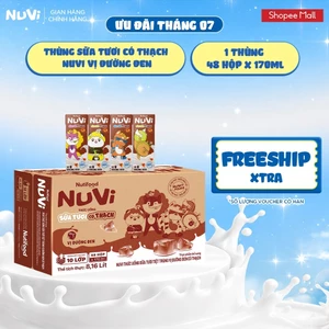 Thùng 48 Hộp Thức Uống Sữa Tươi Có Thạch NuVi Vị Đường Đen 170ml