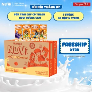 Thùng 48 Hộp Thức Uống Sữa Trái Cây Có Thạch NuVi Hương Cam 170ml