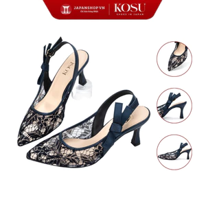 Giày cao gót phối ren 7cm Kosu K-25030, giày cao gót nữ nhẹ, êm made in Japan
