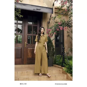 Jumpsuit dài nâu vàng đai eo thiết kế Elise mã sản phẩm FF2604043JLWOBR