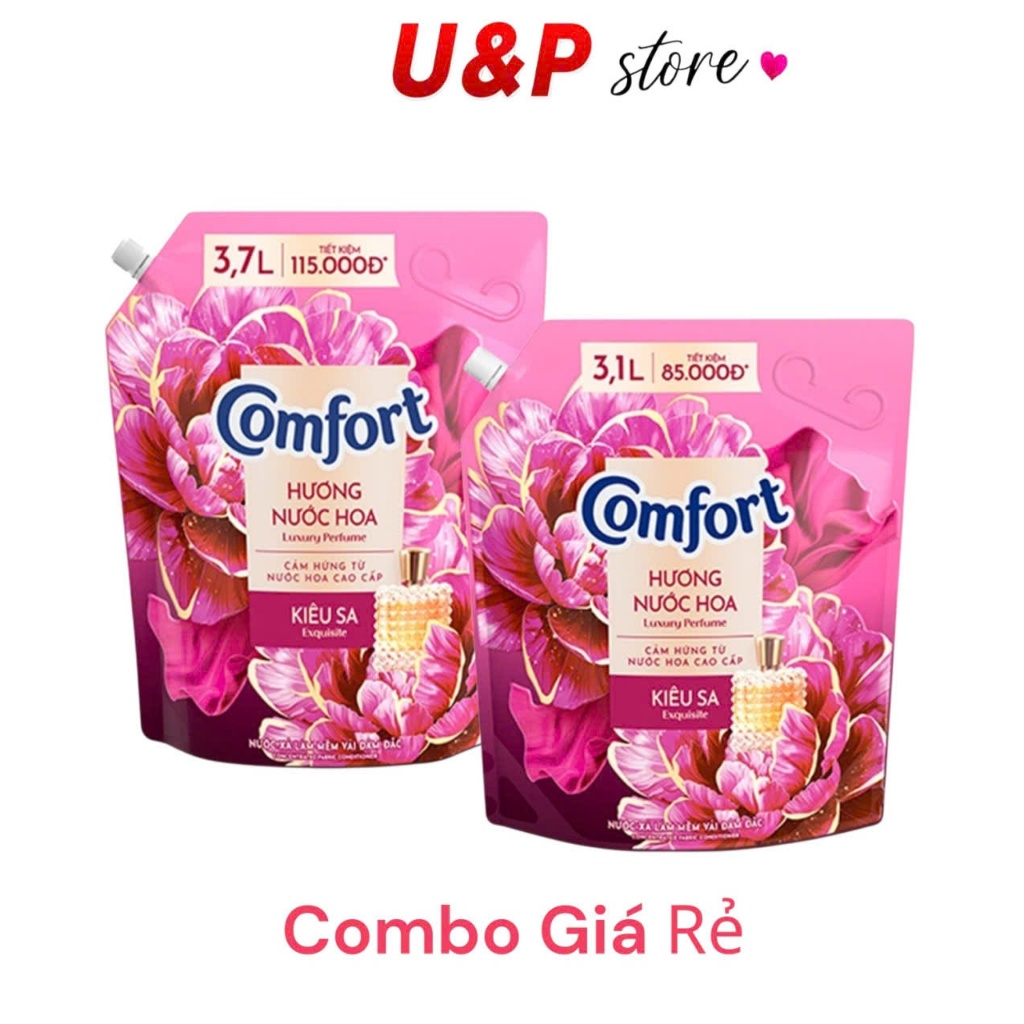Nước Xả Vải Comfort Kiêu Sa Đậm Đặc 3.7L & 3.1L - Hương Nước Hoa Cao Cấp Lưu Hương Lâu 100 Giờ