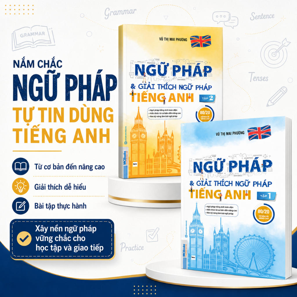 Sách Ngữ Pháp Và Giải Thích Ngữ Pháp Tiếng Anh Cơ Bản Nâng Cao 80/20 Chinh Phục Ngữ Pháp Tiếng Anh
