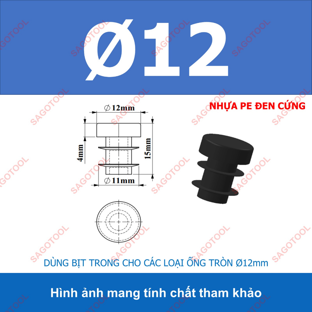 Đầu bịt trong ống sắt hộp, đầu bịt chân bàn ghế loại tròn nhiều kích thước phi 12 - phi 60mm | BigBuy360 - bigbuy360.vn