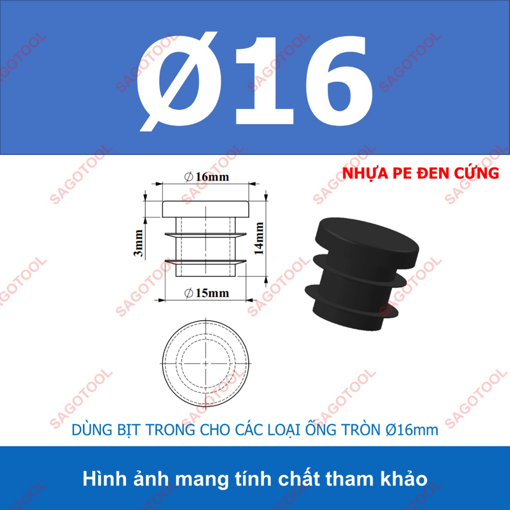 Đầu bịt trong ống sắt hộp, đầu bịt chân bàn ghế loại tròn nhiều kích thước phi 12 - phi 60mm | BigBuy360 - bigbuy360.vn