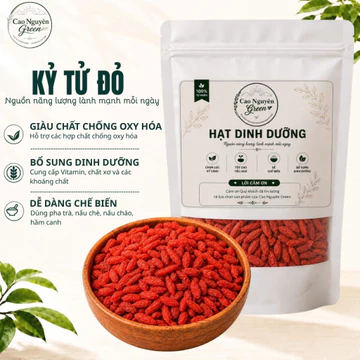 Hạt Kỷ Tử Đỏ Sấy Khô Cao Nguyên Green. Kỷ Tử Khô, Pha Trà Thảo Mộc, Nấu Chè, Hầm Canh, Nấu Sữa Hạt