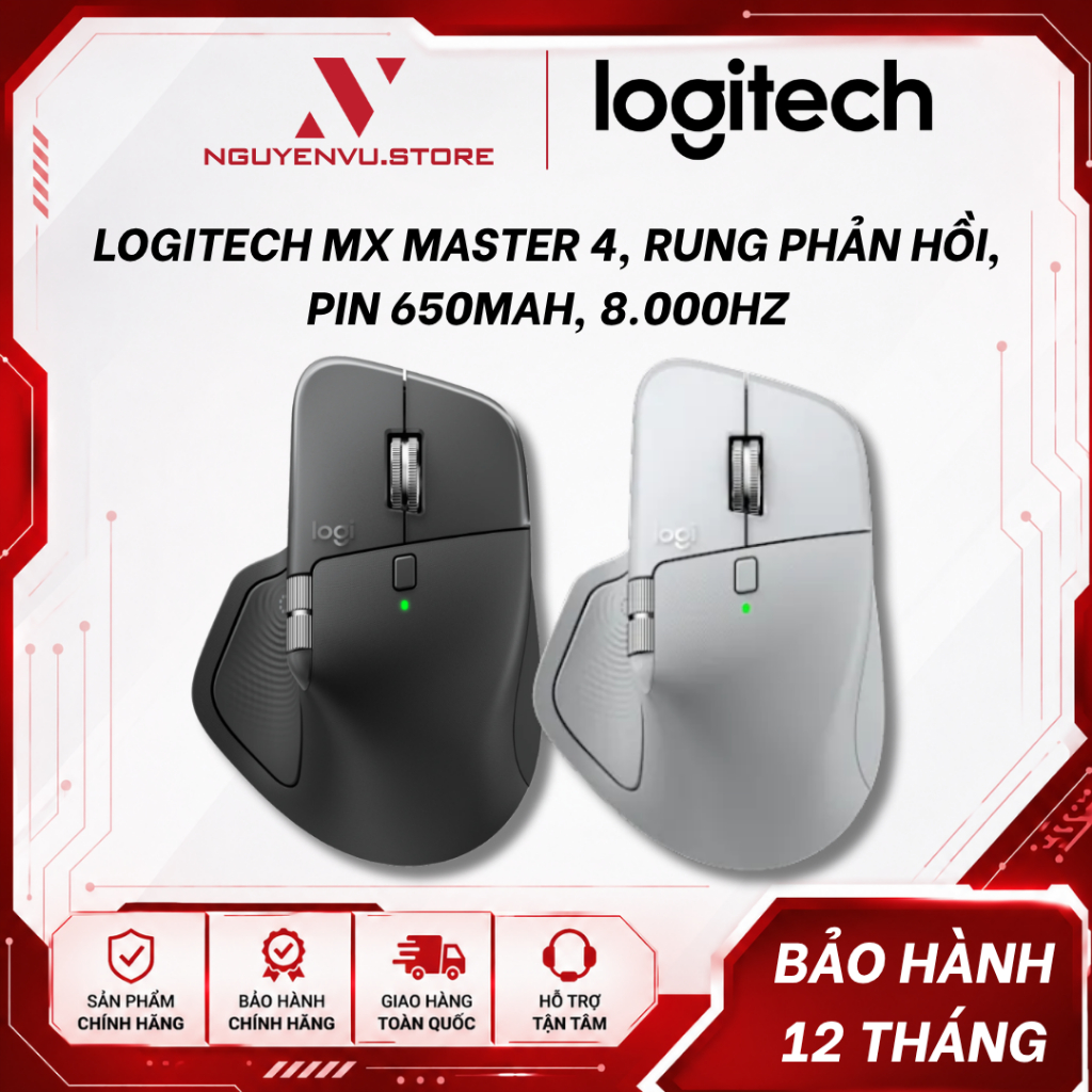 Chuột không dây công thái học Logitech MX Master 4, Rung phản hồi, Pin 650mAh, 8.000hz - Hàng chính hãng | BigBuy360 - bigbuy360.vn
