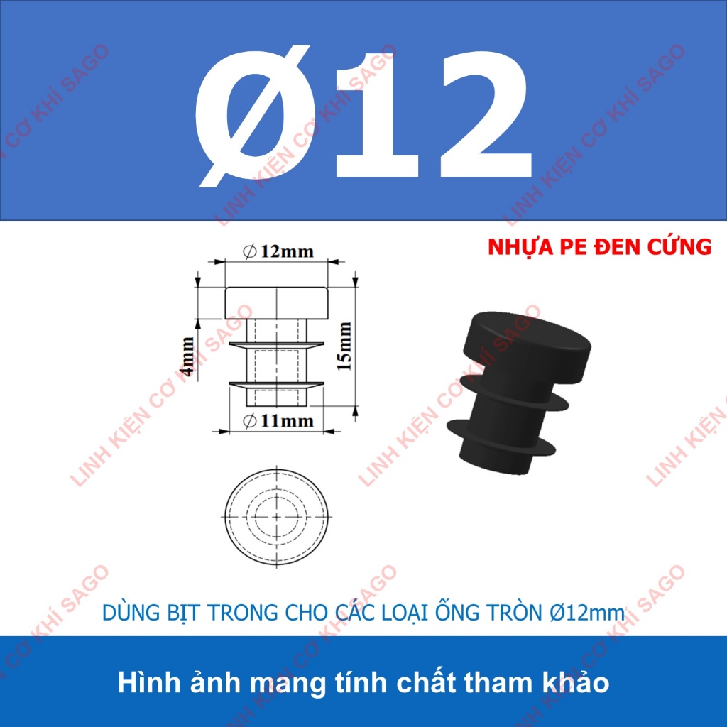 Nút Bịt Ống Tròn Bằng Nhựa - Nắp Chụp Chân Bàn Ghế - Chống Trầy Sàn - Phi 12 - 60mm (5 cái) | BigBuy360 - bigbuy360.vn