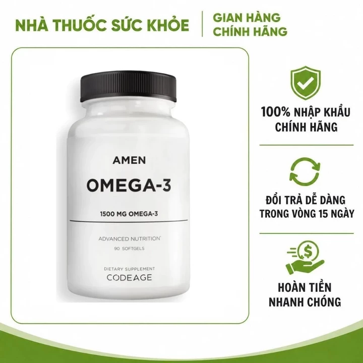 (Nhập Chính Hãng - Đủ VAT) Viên Uống Dầu Cá Codeage Amen Omega-3 1500mg - Bổ Sung Omega-3 hộp 90 viên