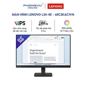 Màn Hình Lenovo L24-4e 23.8 Inch FHD IPS 100Hz - 99% sRGB, 4ms (68C2KAC1VN) - BH 36 Tháng