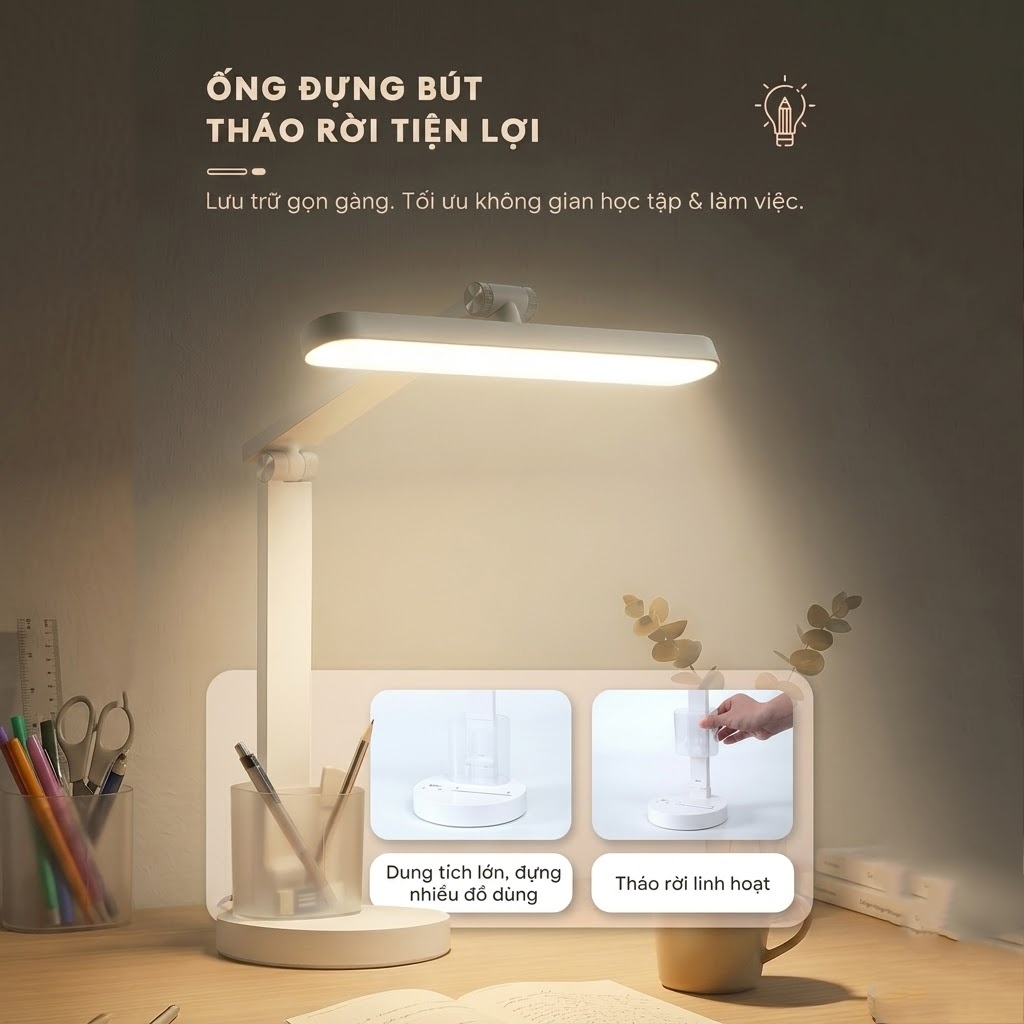 Đèn bàn học chống cận Bravio Lumi C10 LED Toàn Phổ Full Spectrum 10W – 3 Chế Độ Màu, Cảm Ứng, Pin Sạc, Bảo Vệ Mắt | BigBuy360 - bigbuy360.vn