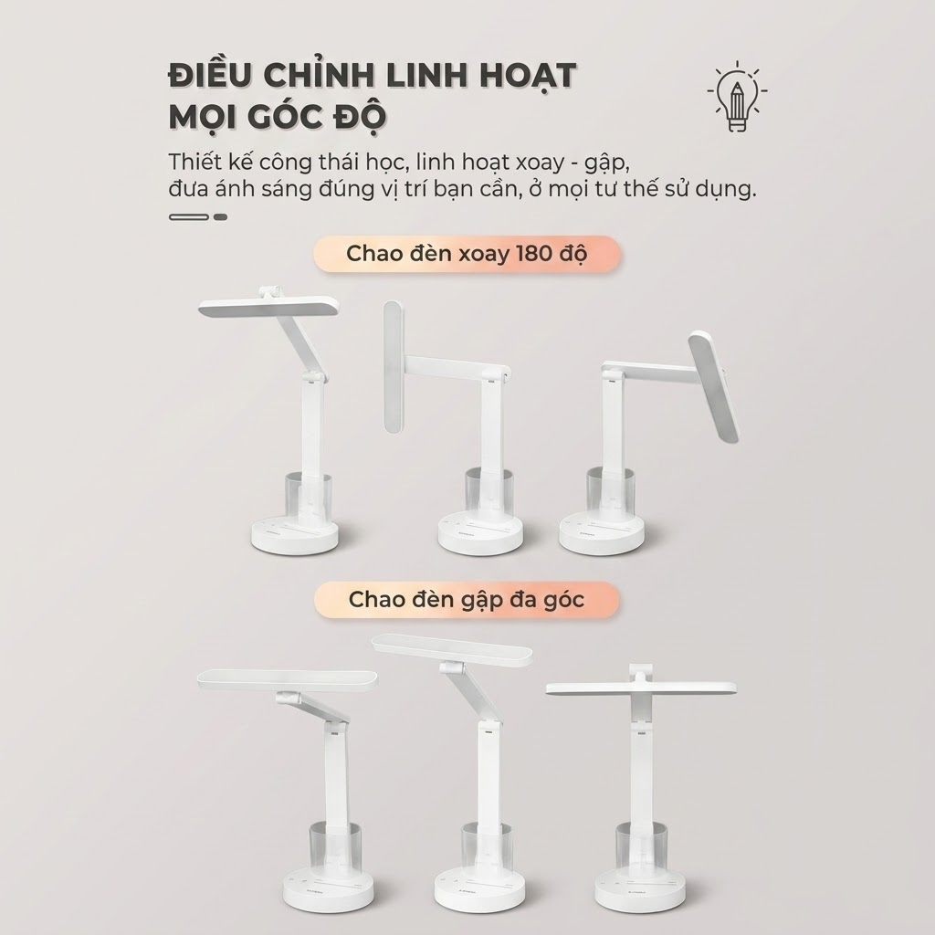 Đèn bàn học chống cận Bravio Lumi C10 LED Toàn Phổ Full Spectrum 10W – 3 Chế Độ Màu, Cảm Ứng, Pin Sạc, Bảo Vệ Mắt | BigBuy360 - bigbuy360.vn